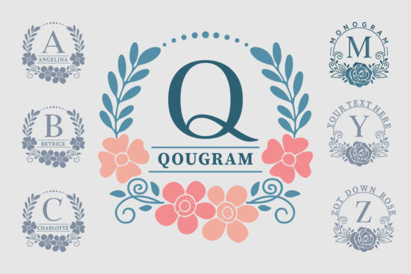 Qougram: A Beautiful Display Font with a Flower-Themed Style for Wedding Card Designs